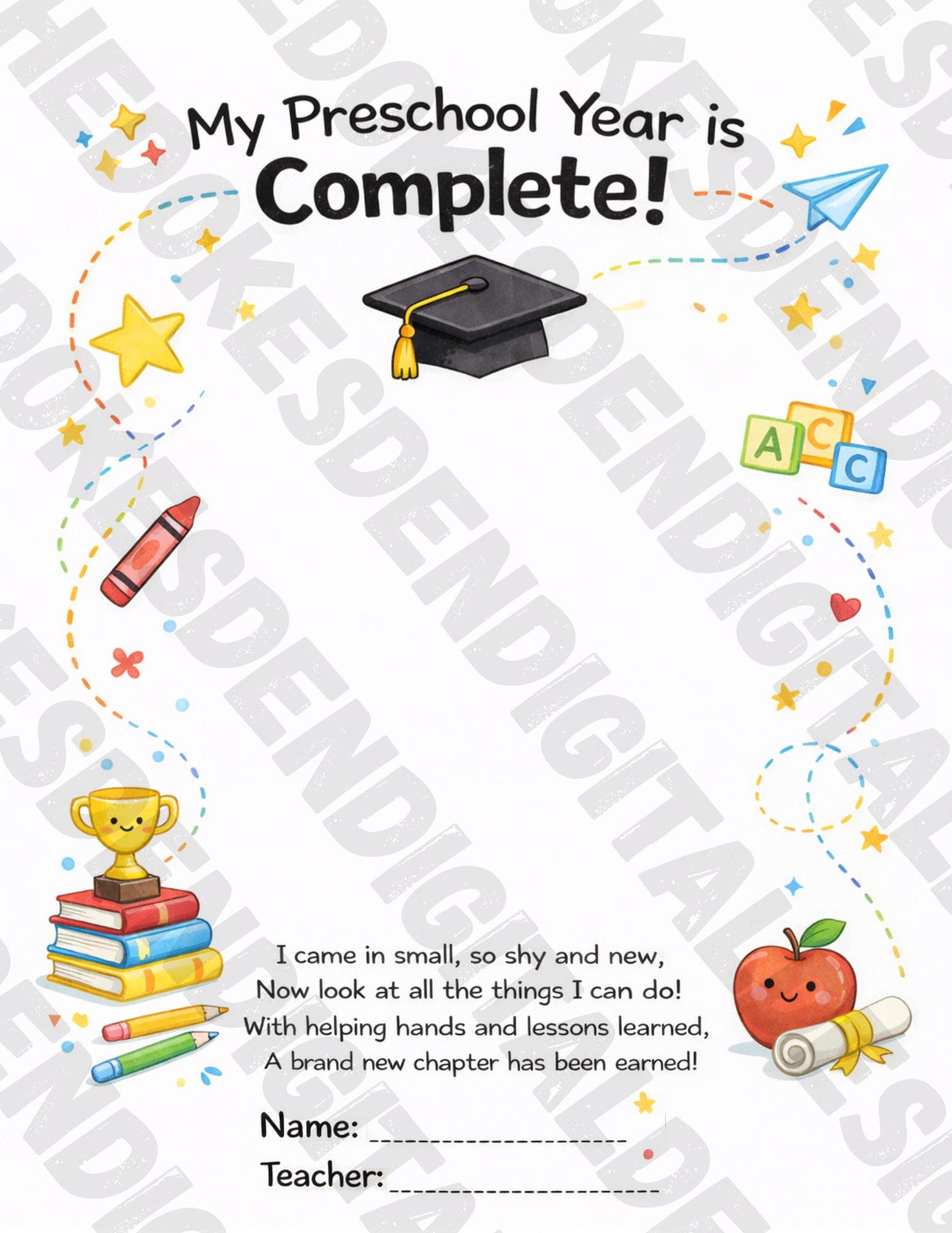 Preschool Graduation Handprint Keepsake | Last Day of School Craft (PDF ...