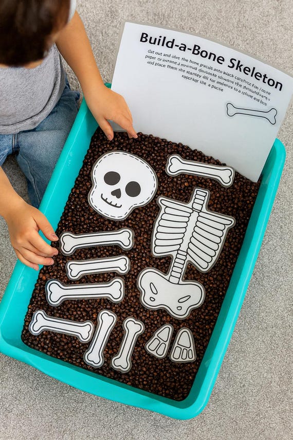 Printable Skeleton Craft: Cut & Paste Halloween Activity (Digital Download)