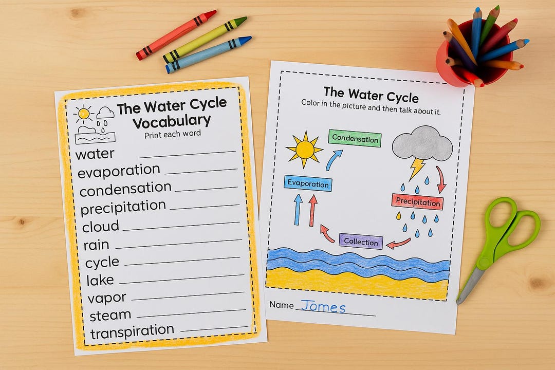Printable Water Cycle Worksheets for Kids | Science Vocabulary ...