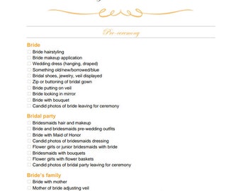 wedding photography checklist etsy