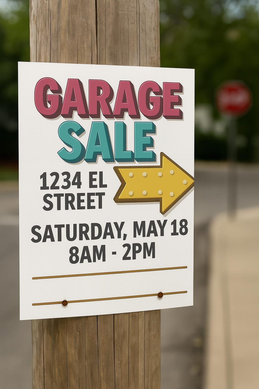 Colorful Garage Sign | Printable Arrow Yard Signs (instant