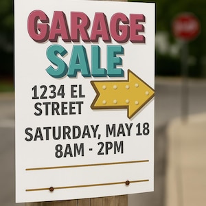 Printable Garage Sale Signs | Bold & Colorful Yard Sale Arrows | Garage Sale Sign Bundle | Instant Download | Portrait and Landscape