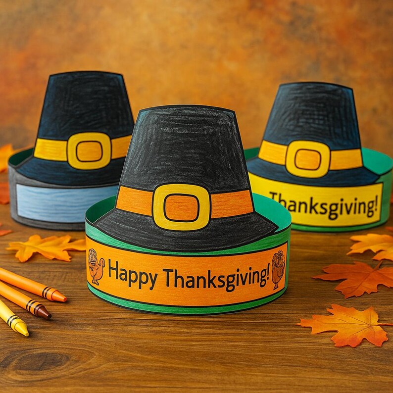 Thanksgiving Pilgrim Hat Paper Crown Craft | Printable Holiday Activity ...