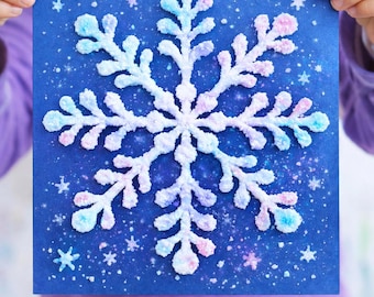 Manualidad de copos de nieve con pintura de sal / Actividad de motricidad fina invernal para niños / Manualidad para el aula sin preparación