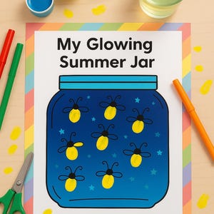 Firefly Fingerprint Jar Craft: Summer Kids Activity (PDF Printable)