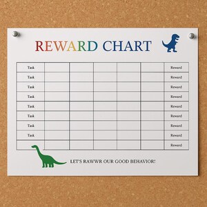 Rainbow Dinosaur Reward Chart: Potty Training, Autism Tracker (PDF Download