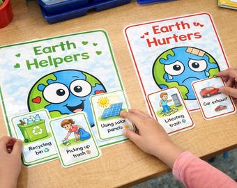 Actividad de clasificación para el Día de la Tierra / Material imprimible ecológico para preescolar y jardín de infancia (descarga digital)