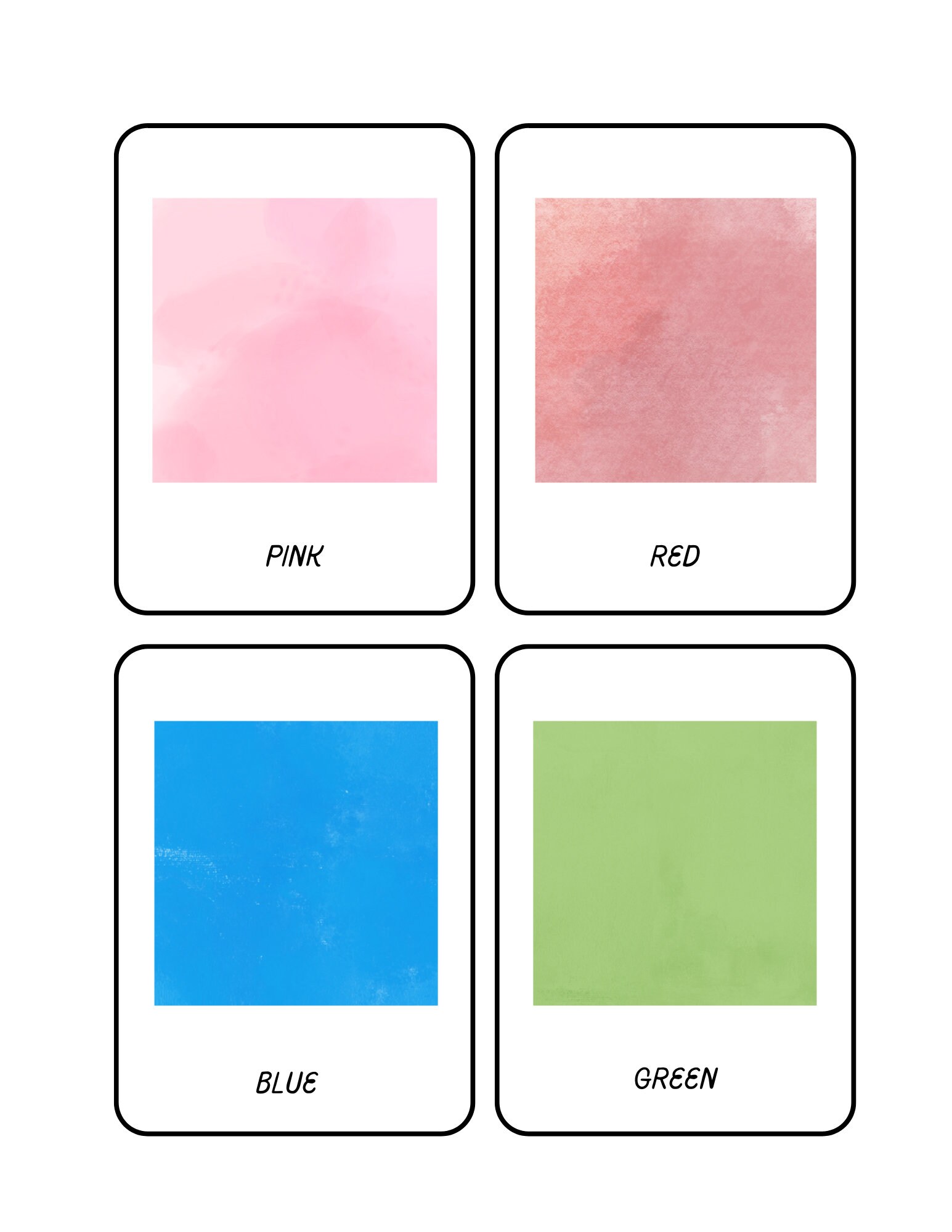 Learning Colors Printable Flashcards: Toddler Preschool Education ...