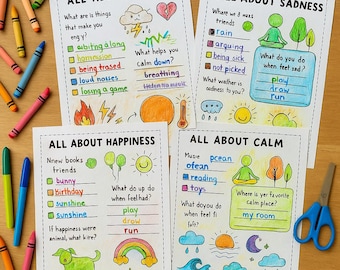 Printable Social Emotional Learning Worksheets Bundle | All About Emotions Activities for Kids
