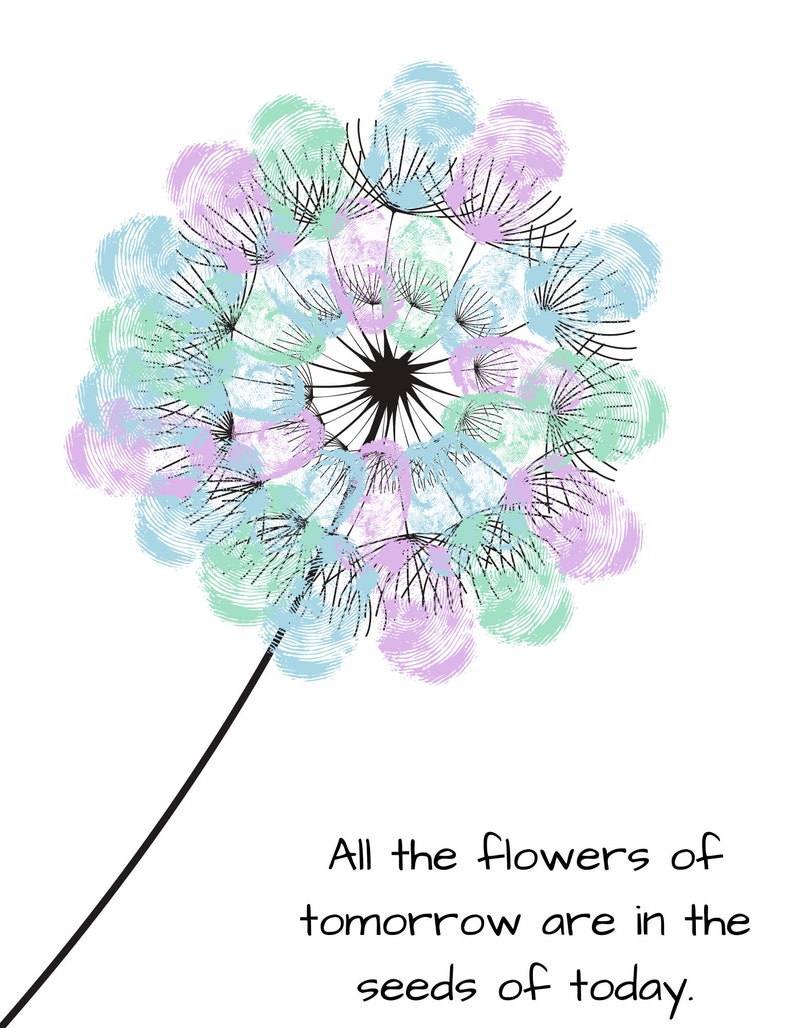 Dandelion Fingerprint Art Fingerprint Craft Dandelion Kids - Etsy