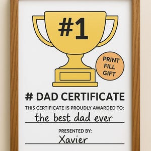 Father’s Day Award Certificate – #1 Dad Printable Gift