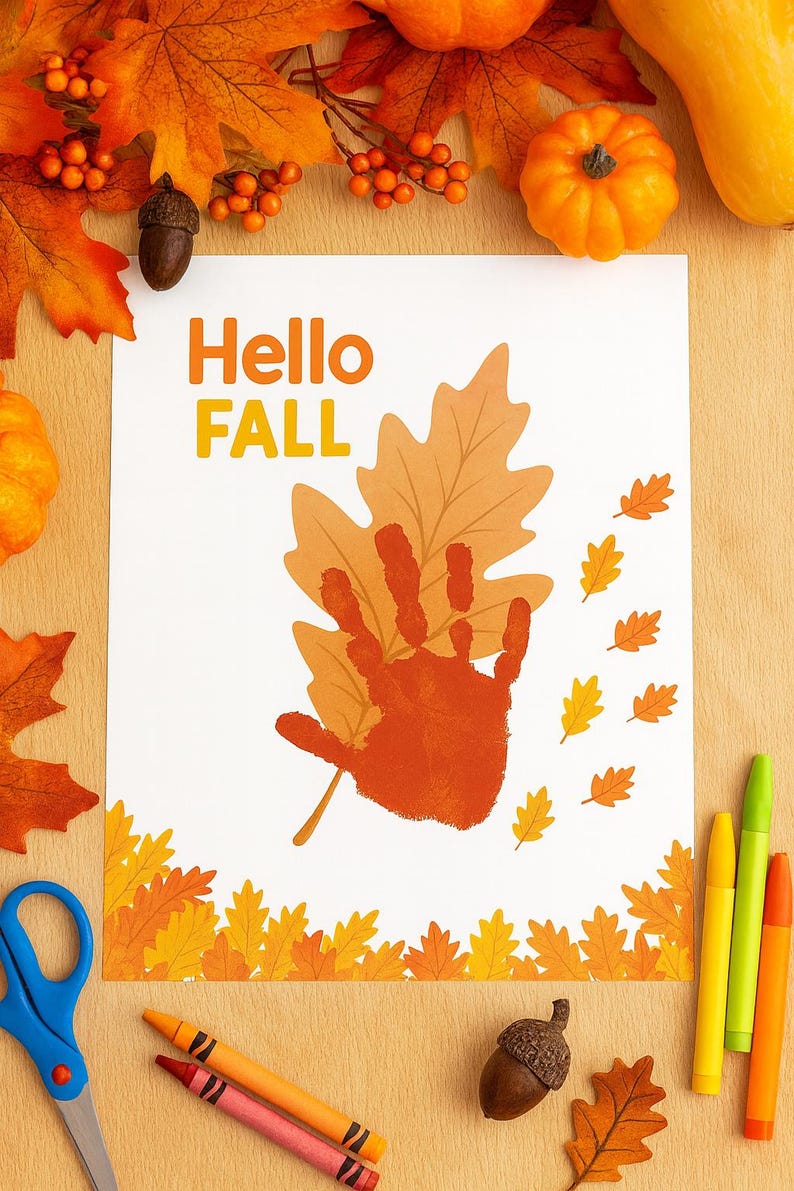 Hello Fall Handprint Craft | Printable Autumn Leaf Activity for Kids ...