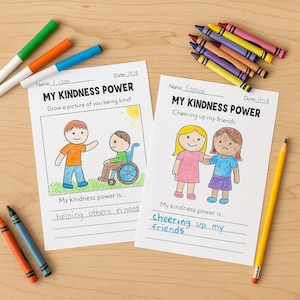 Kindness Worksheet for Kids: SEL Activity, Writing & Drawing (PDF Download)