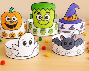 Artesanato de chapéus de papel para Halloween para crianças | Pacote para imprimir sem preparação para a sala de aula
