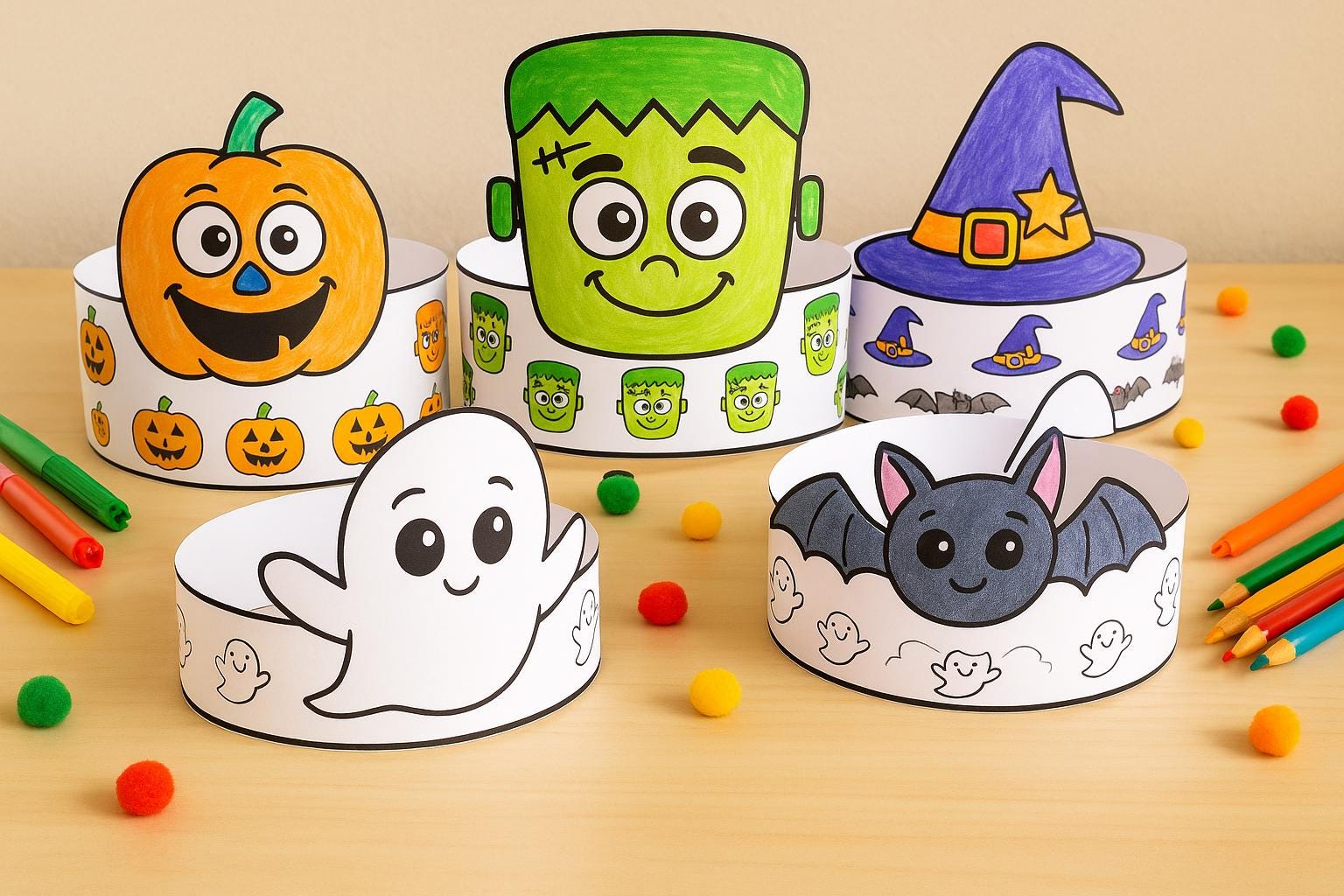 Halloween Paper Hat Crafts for Kids No Prep Printable Classroom Bundle