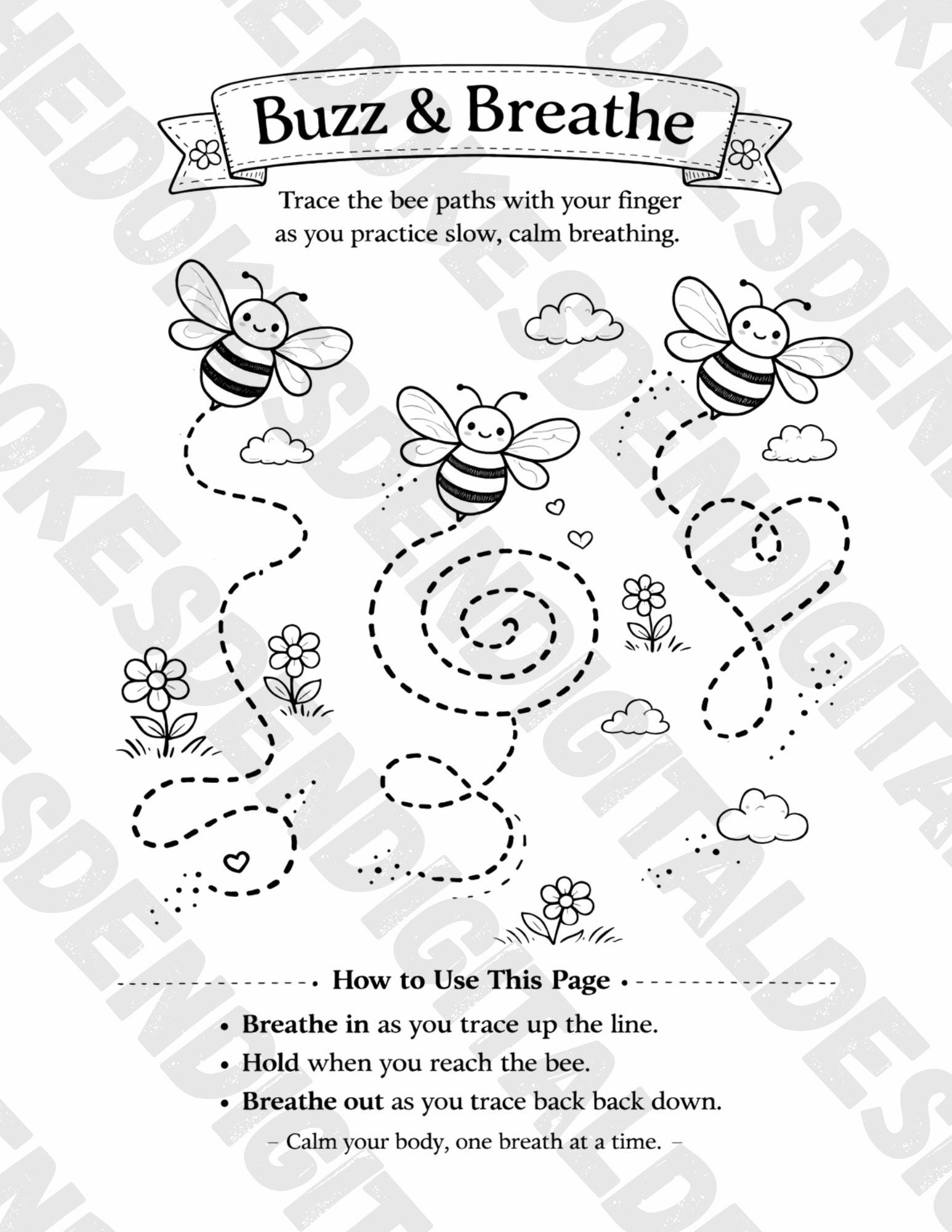Bee Breathing Exercise Worksheet | Kids Calm Down Activity (PDF) - Etsy