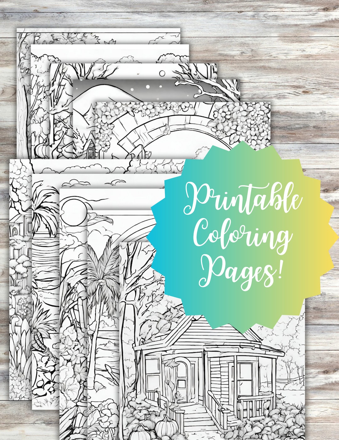 Coloring Pages Packet.pdf Fall Theme Coloring Pages: Adult Coloring Book (PDF Download) - Etsy