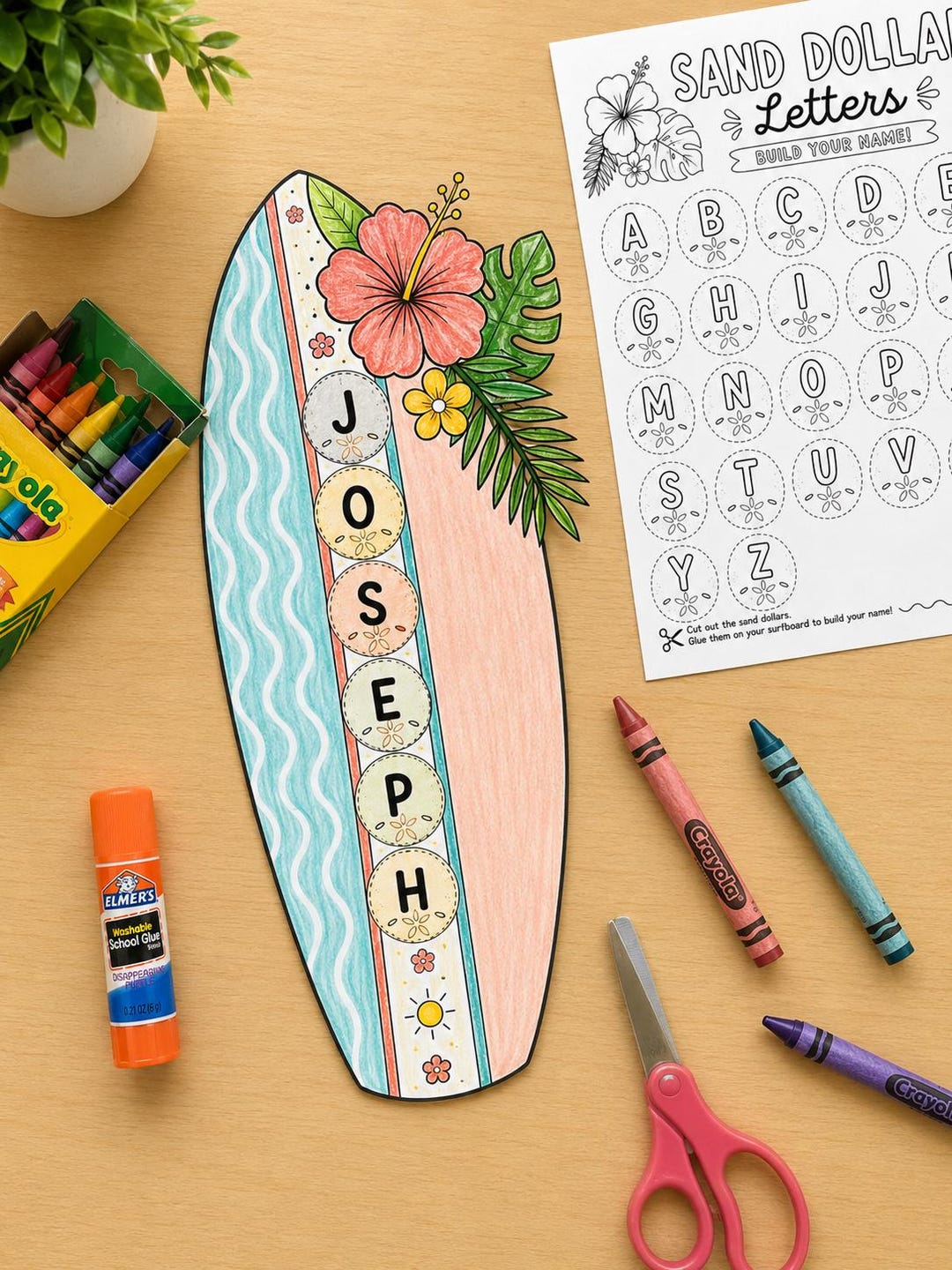 Surfboard Name Craft Printable | Summer Bulletin Board Activity ...