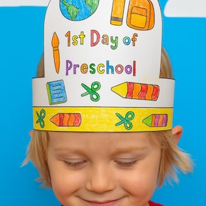 First Day of School Hat: Preschool & Pre-K Printable Crown (Instant Download)