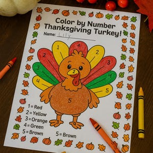 Thanksgiving Turkey Color by Number Worksheet | Fun Fall Classroom Activity for Kids