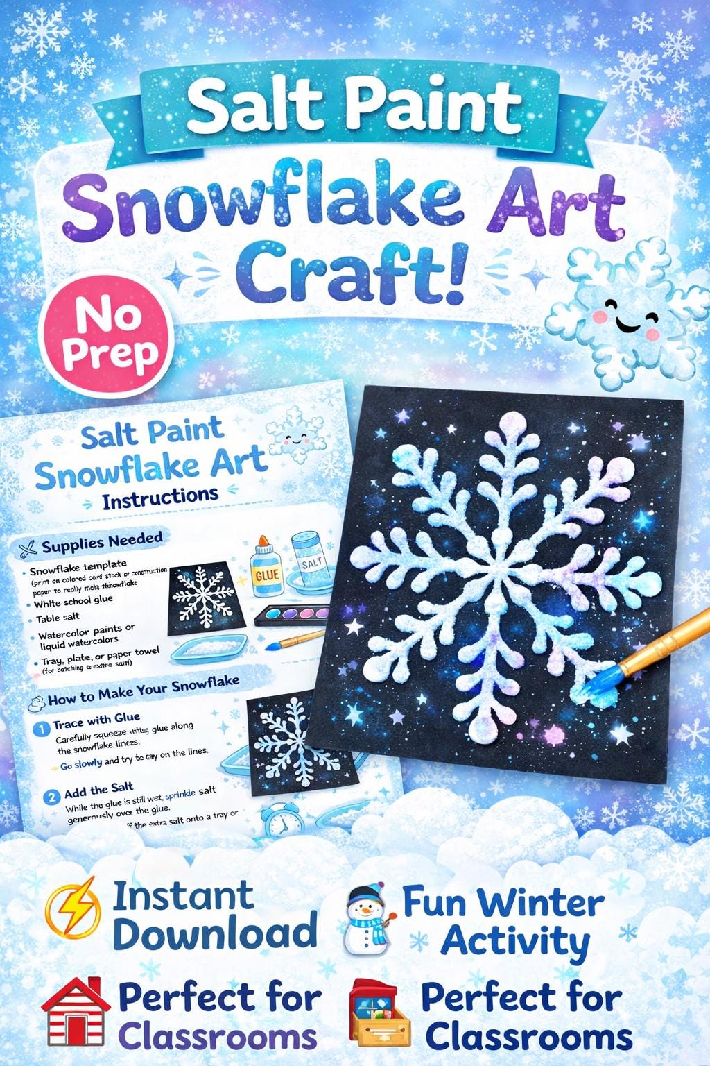 Salt Paint Snowflake Art Craft | Winter Fine Motor Activity for Kids ...