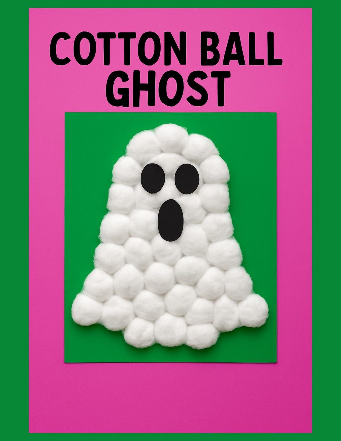 Cotton Ball Ghost Craft Printable Halloween Activity for Kids (PDF