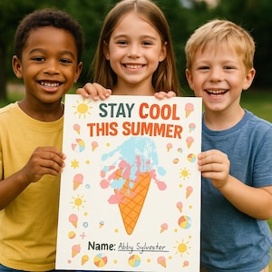 Ice Cream Handprint Craft: Summer Kids Activity (PDF Download 8.5x11in