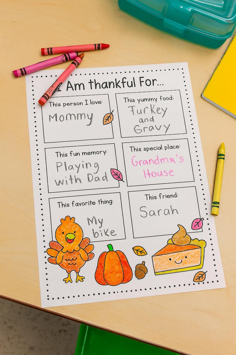 I Am Thankful For… Worksheet | No Prep Thanksgiving Activity for Preschool &amp; Elementary - Etsy