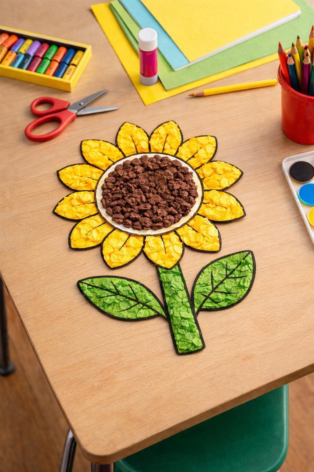41 Creative Sunflower Crafts for Kids 30 Sunflower Tissue Paper Craft Template Spring Fine Motor Activity…