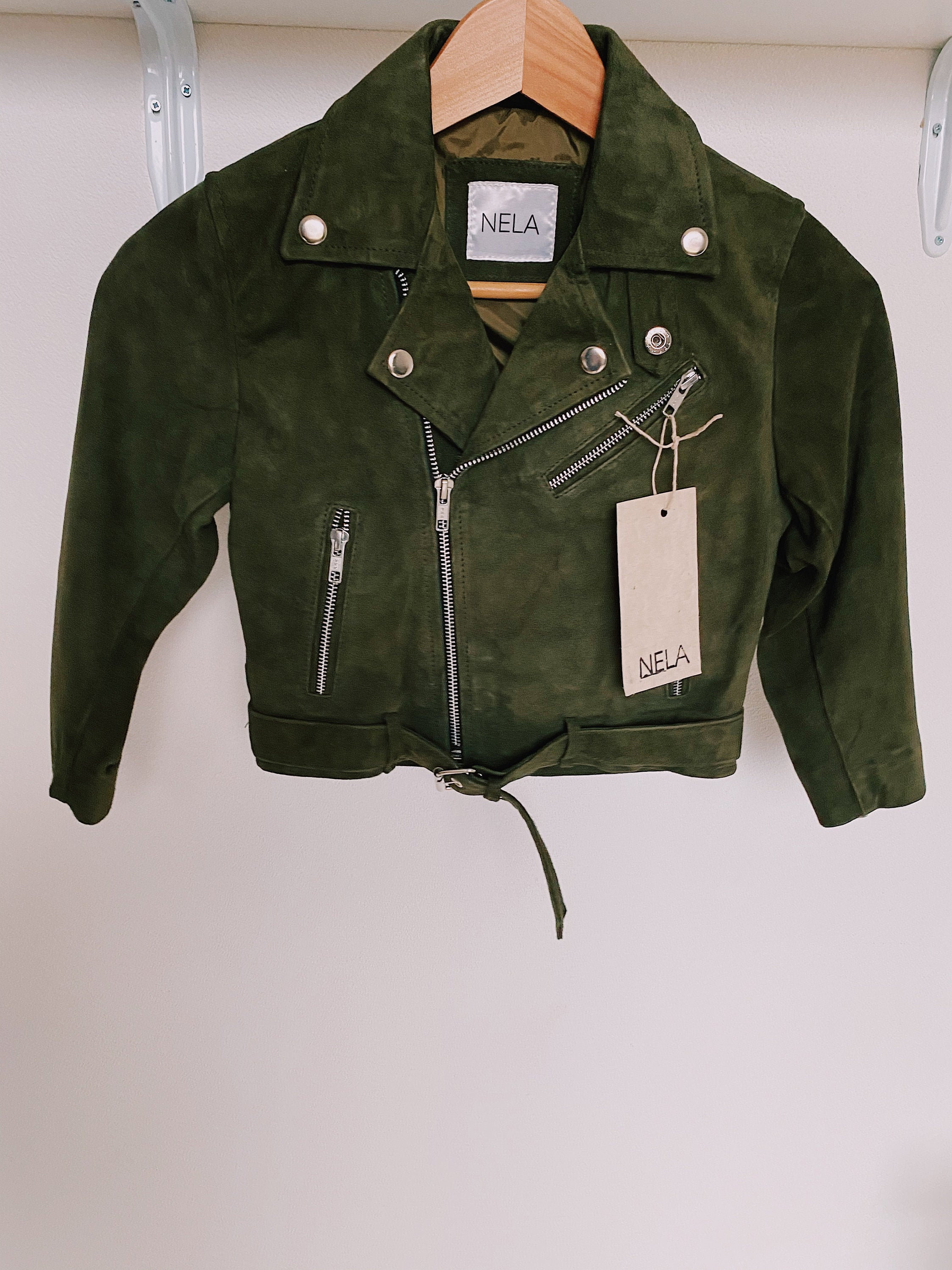 green suede leather jacket