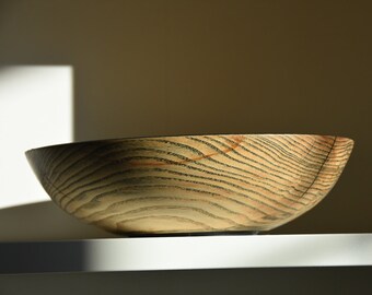 Handmade Spalted Ash Decor Bowl With Black Grain Detail