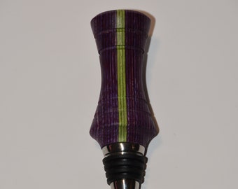 Handmade Wooden Wine Bottle Stopper - Purple and Green Spectraply