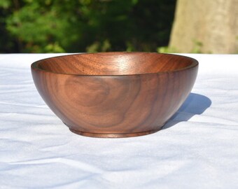 Handmade Walnut Snack Bowl With Teal Inlay Rim