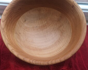 Solid cherry and maple hand made food safe snack bowl with unique layered design