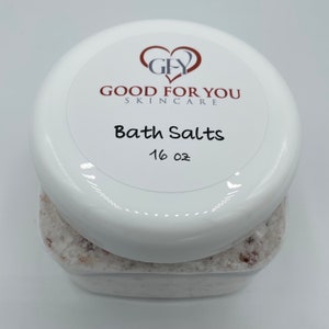 Bath Salts with Essential Oils from GFY Good For You Skin Care, Natural Bath and Body Skincare Products, Dead Sea Salt, Himalayan salt