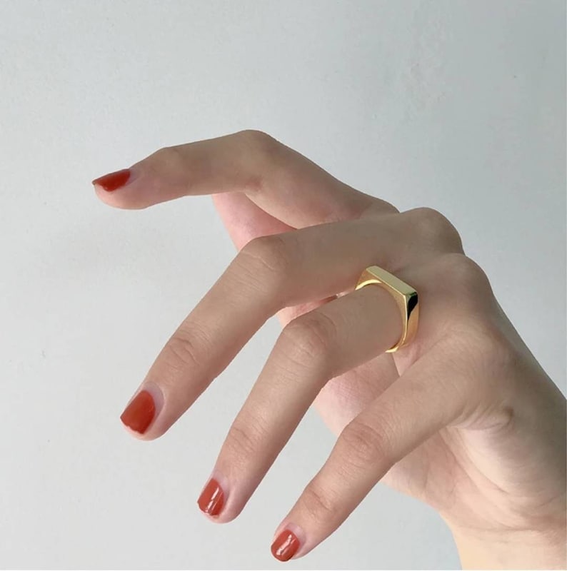 925 Gold Ring Minimalist Ring Stacked Ring Signet 925 Silver Ring Bar Band Ring Simple Silver Bands Simple Gold Bands Stackable Ring