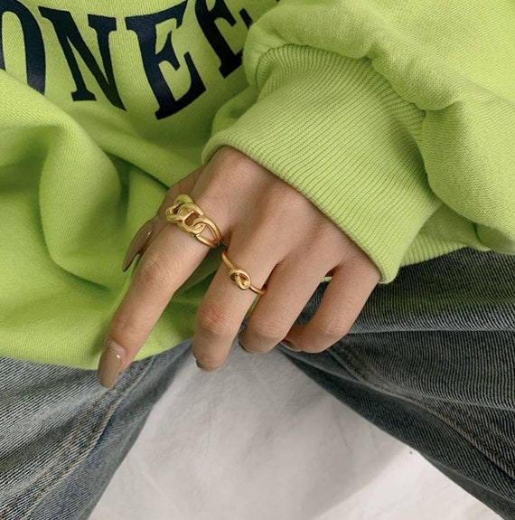 Cuban Link Ring Cuban Ring Chunky Ring Gold Chain Ring Gold