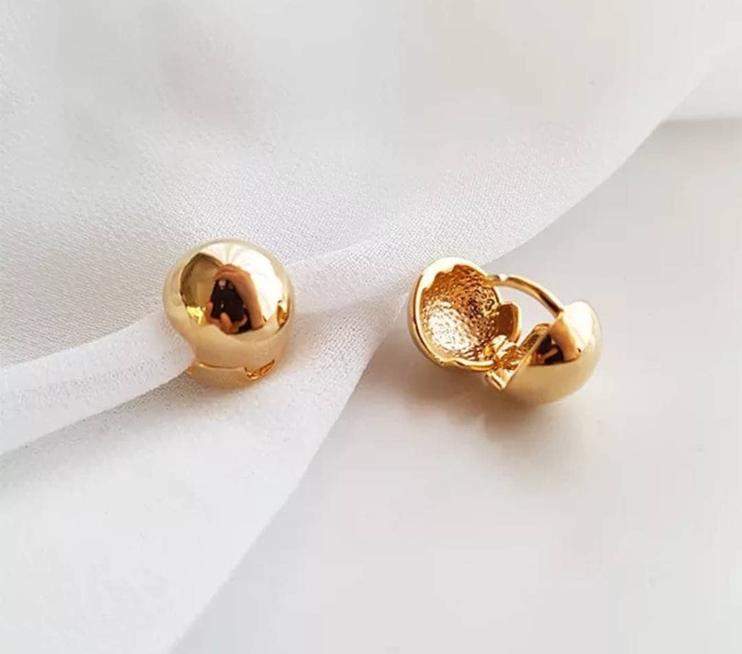 Gold Ball Earrings, Ball Stud Earrings, Gold Hoop Earrings, Gold Clip ...