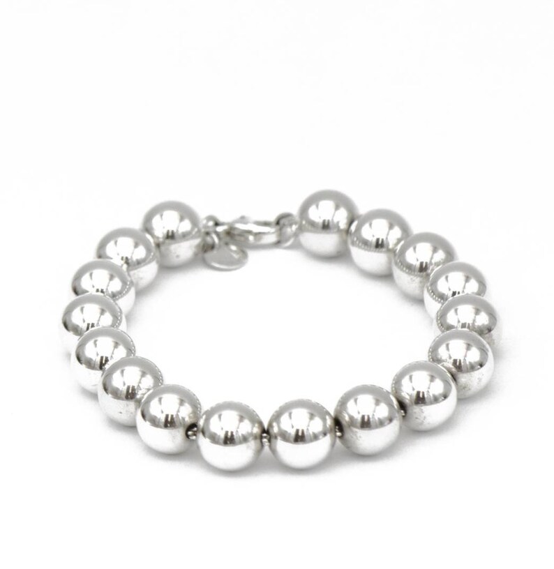 8MM Silver Beaded Bracelet Big Ball Beaded Silver Bracelet Etsy