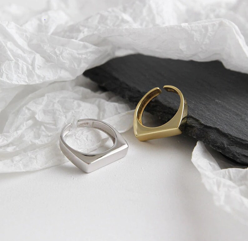 925 Gold Ring Minimalist Ring Stacked Ring Signet 925 Silver Ring Bar Band Ring Simple Silver Bands Simple Gold Bands Stackable Ring
