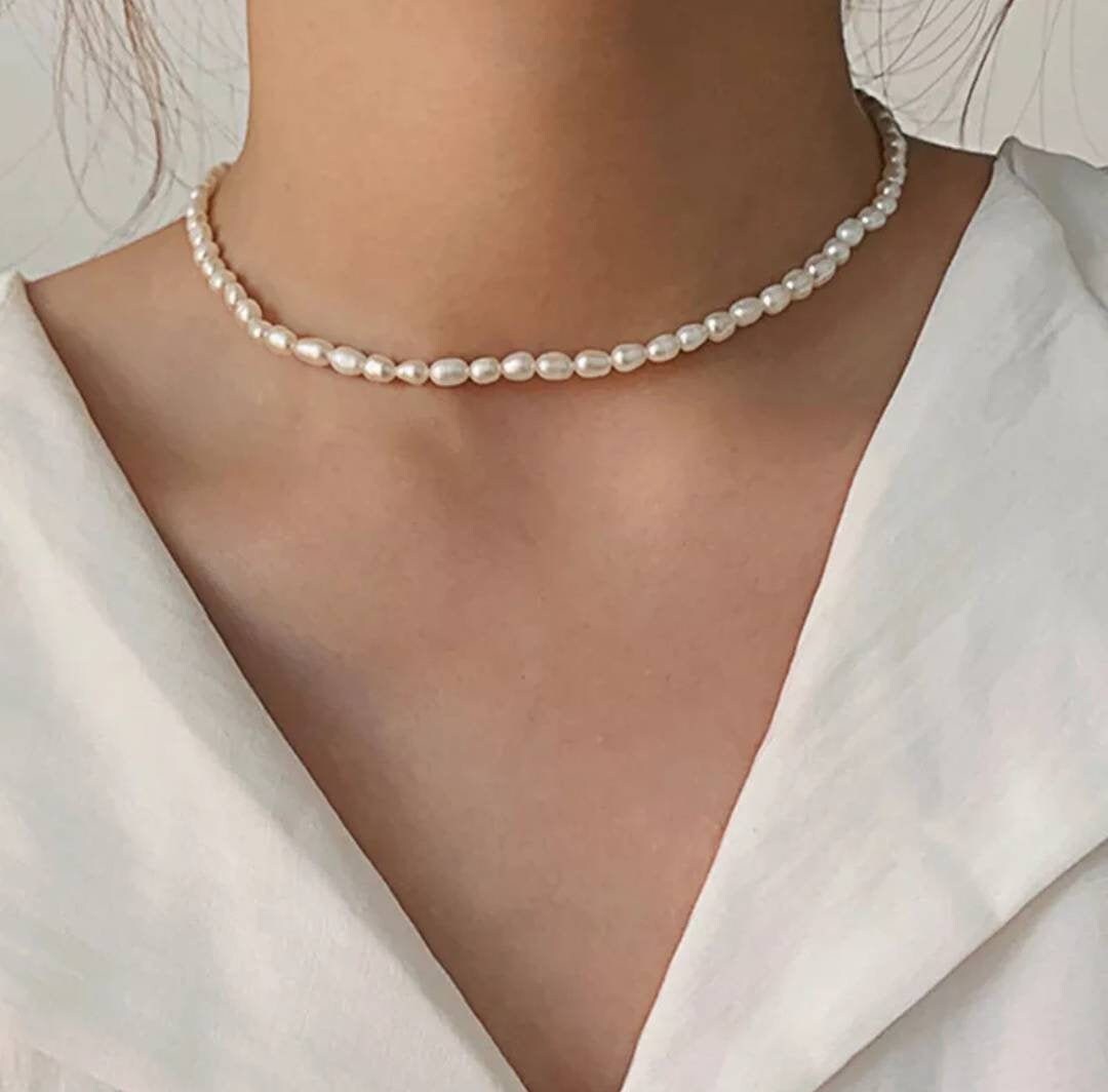 Pearl Necklace Pearl Choker Necklace Freshwater Pearls 