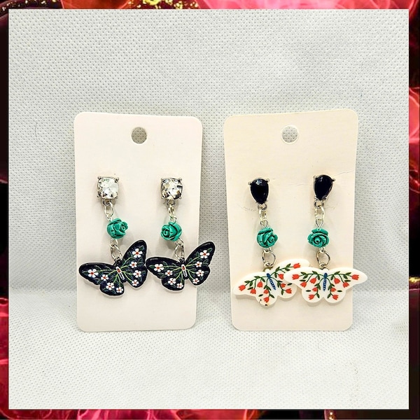 Vlinder Dangle Oorbellen, Vlinder Studs Oorbellen, Oorbellen met Vlinder Charme, Handgemaakte Vlinder Sieraden, Vlinder Accessoires