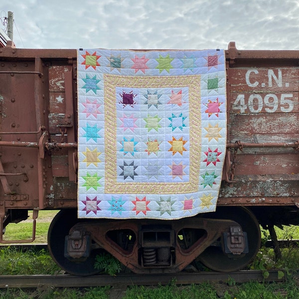 Finished Star Lap Quilt, Homemade Lap Quilt, Finished Lap Quilt, Handmade Lap Quilt, Twin Size Quilt, Handquilted Lap Quilt, Star Blanket