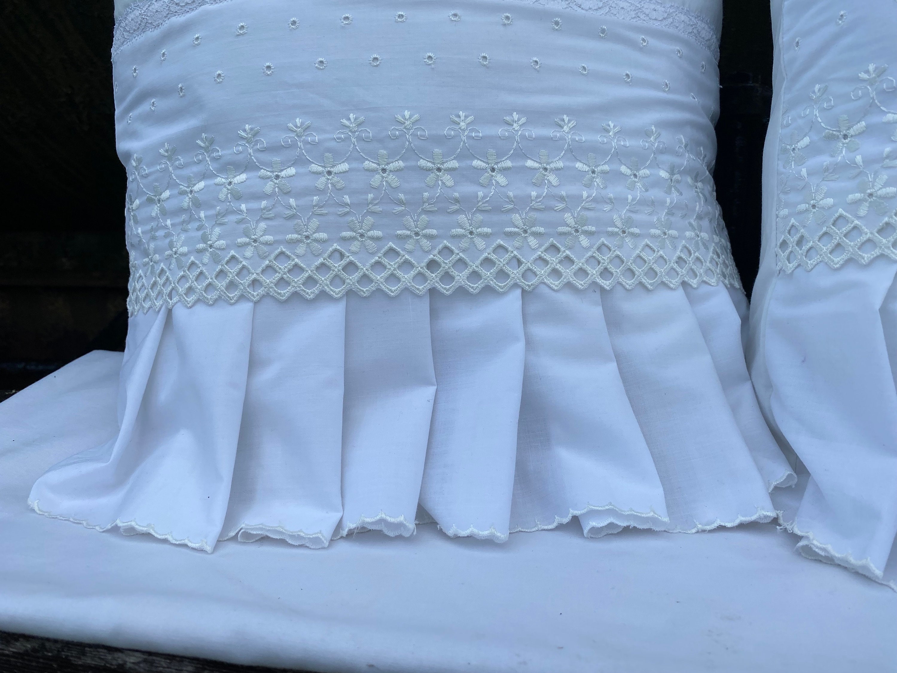 White Lace Shabby Chic Pillow Cover, Lacey Pillow Cover, White Ruffle