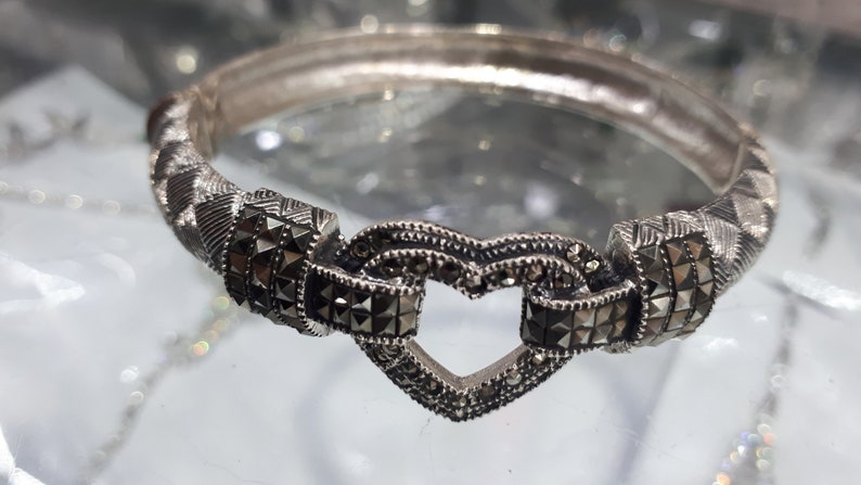 Heart Ottoman Heart Bracelet Margazite Topaz Stone Turkish Handmade 925 k Sterling Silver Bracelet sterling silver 925 k,