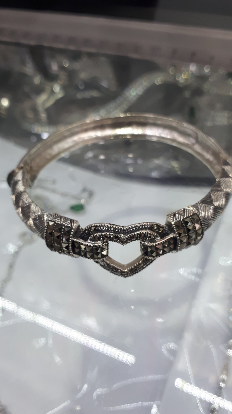Heart Ottoman Heart Bracelet Margazite Topaz Stone Turkish Handmade 925 k Sterling Silver Bracelet sterling silver 925 k,