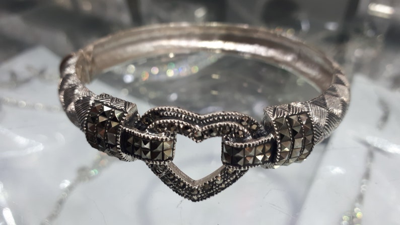 Heart Ottoman Heart Bracelet Margazite Topaz Stone Turkish Handmade 925 k Sterling Silver Bracelet sterling silver 925 k,