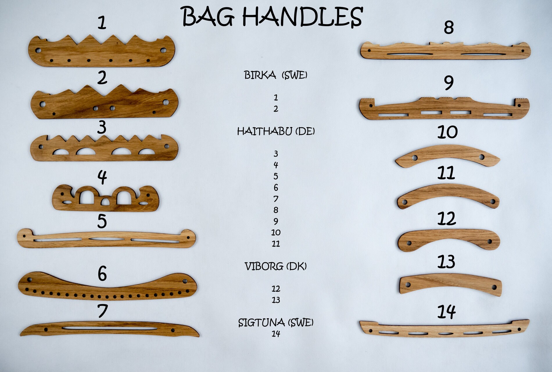 Norse Viking Medieval Bag Handles Birka Made in Solid Oak Wood Etsy