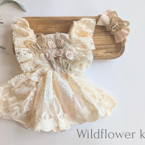 Girls ivory-cream butterfly fairytale romper dress with butterfly detail, Cake Smash-1st Birthday, butterflies, girls infant, toddler