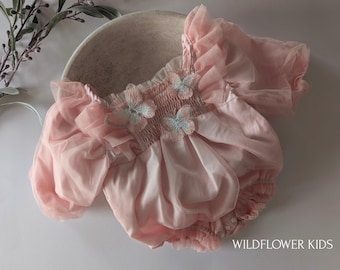 Pink butterfly Boho Romper: Long Sleeve Infant Girl Outfit